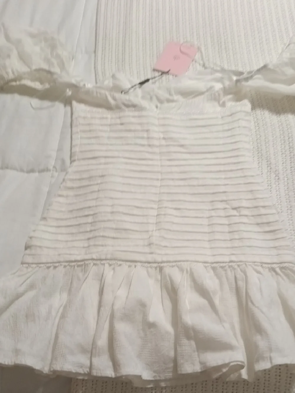 White Off-Shoulder Ruffled Mini Dress - Picture 8 of 8